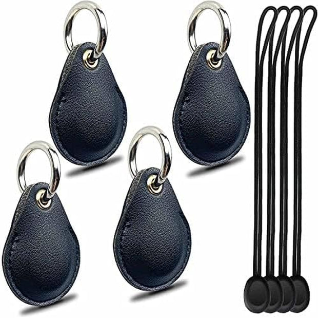 Keyring Holder for Airtag 4 Pack, Air Tag Key Ring Tracker Keychain Compatible with Apple Item Finder, Hidden Leather Itag GPS Locator Protective Cover Sleeve Key Fob Organizer Carabiner Accessories