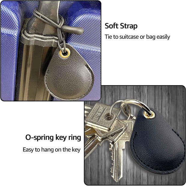 Keyring Holder for Airtag 4 Pack, Air Tag Key Ring Tracker Keychain Compatible with Apple Item Finder, Hidden Leather Itag GPS Locator Protective Cover Sleeve Key Fob Organizer Carabiner Accessories