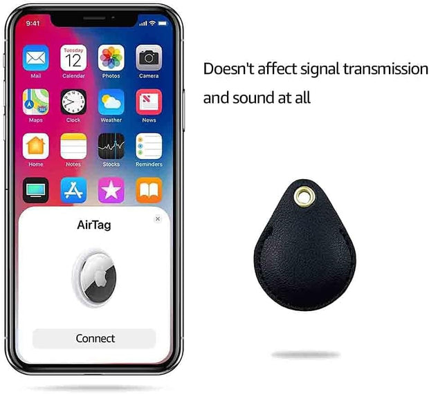 Keyring Holder for Airtag 4 Pack, Air Tag Key Ring Tracker Keychain Compatible with Apple Item Finder, Hidden Leather Itag GPS Locator Protective Cover Sleeve Key Fob Organizer Carabiner Accessories